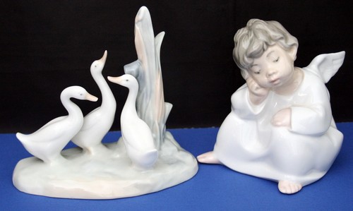 Lladro angel seated thinking - lladro,